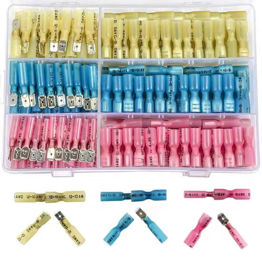 MH Spares 220Pcs Waterproof Insulated Heat Shrink Spade Connector Crimp Terminals Kit - Male and Female
