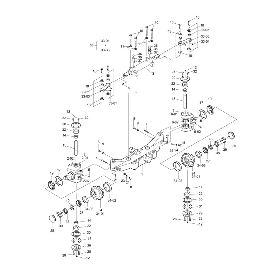 Doosan Axle Gp-Steer Parts Diagram - D20S5 / D25S5 / D30S5 / D33S5 / D35C5 - Group No 190104-00056