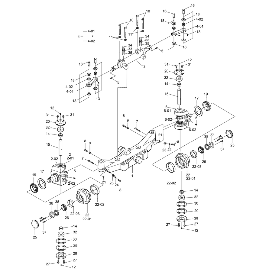 Doosan Axle Gp-Steer Parts Diagram - D20S5 / D25S5 / D30S5 / D33S5 / D35C5 - Group No 190104-00116