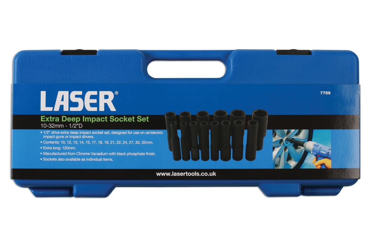 Laser Extra Deep Impact Socket Set 1/2"D 14pc - (Laser 7759)