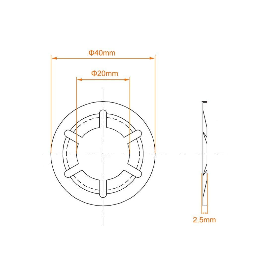 MH Spares Starlock M20 (20mm) Internal Toothed Washer - Stainless Steel - Pack of 10